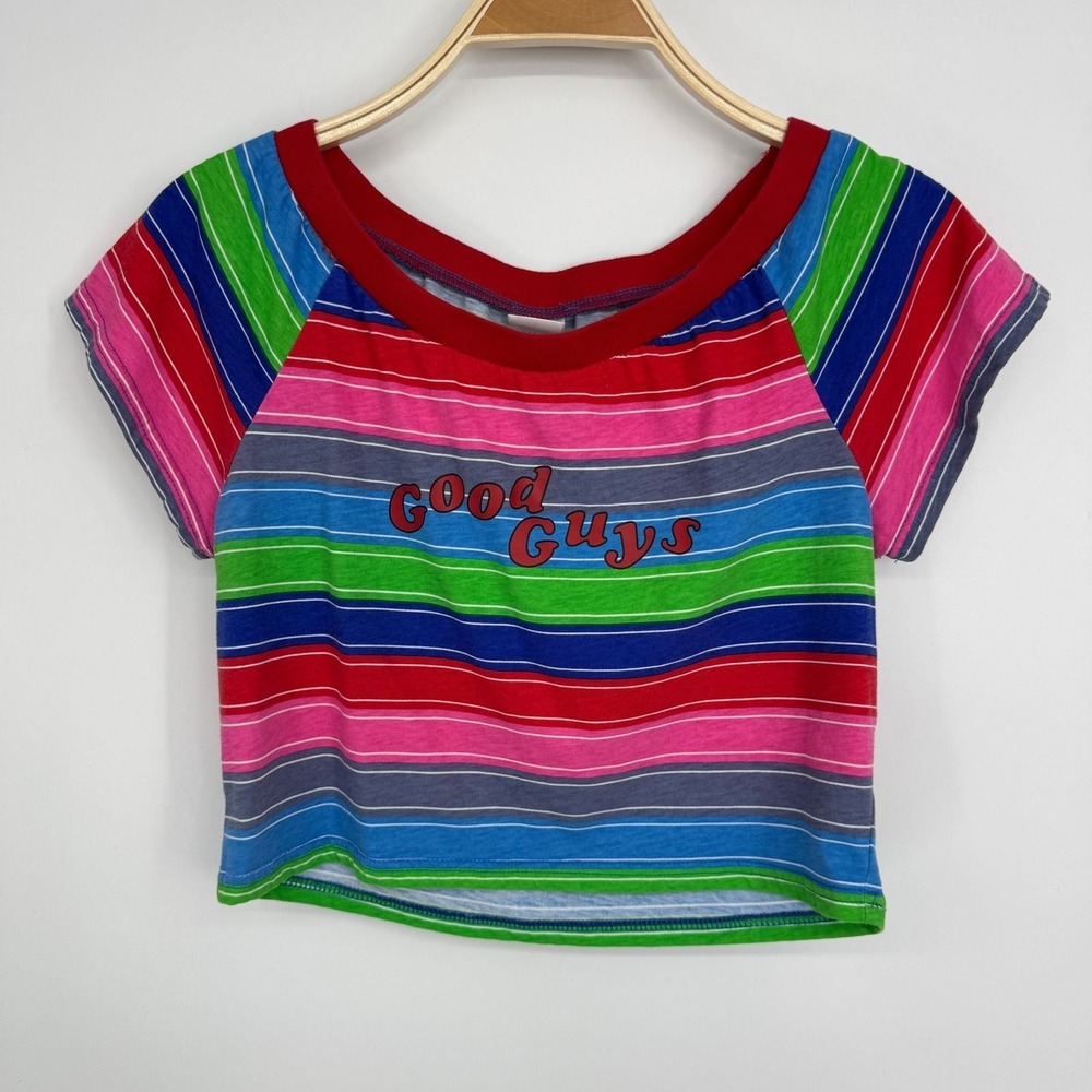 Chucky Good Guys Crop Top T-Shirt Large Multicolor Horror Movie Cosplay Costume